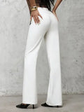 Daiiibabyyy  Spring Women's Clothing High Waist Wide Leg Pants For Woman Flowy Slimming Casual Trousers Polyester Full Length Elegant