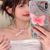 DAIIIBABYYY  -  Bow Love Cross Imitation Pearl Pendant Necklace for Women French Romantic Sweet Lolita Clavicle Chain Harajuku Y2K Jewelry Gifts