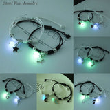 DAIIIBABYYY  -  2pc Luminous Cat Star Moon Cross Charms Bracelet Set Couple Adjustable Woven Rope Friendship Bracelet For Women Men Jewelry Gift