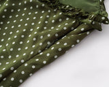 Daiiibabyyy  Vintage French Style ArmyGreen Polka Dot Print Wood ears O neck Sling Dress Women a-lined Short Dresses Femme Vestidos Robe