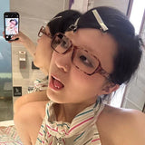 DAIIIBABYYY  -  Vintage Style Little Black Square Frame Glasses Y2K Millennium Sweet Cool Spicy Girl Premium Feel Cosplay Photography Eyeglasses