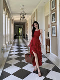 DAIIIBABYYY  -  Summer Red Ruffles Womens Dresses Sexy Spaghetti Strap Sleeveless Birthday Party Dress Female Holiday Beach Vestidos Mujer New