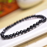 DAIIIBABYYY  -  2PCS 4MM Natural Black Tourmaline Facet Bracelet Handmade Crystal Quartz Jewelry Stretch Bangle Children Birthday Gift