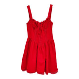Daiiibabyyy  Sexy Bow Ruched Chest Spliced Lace Sling Dress Woman Cross Lacing up Bandage Back Low Waist Swing Short Vestidos Robe Red