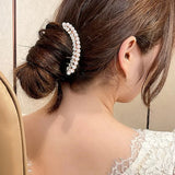 Daiiibabyyy  Luxury Pearl Hair Combs Women Elegant Zircon Hairpin Clips Crystal Bun Wedding Bridal Hairclaw Rhinestone Jewelry Accessories