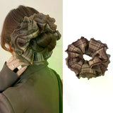 Daiiibabyyy  Maillard Plaid Lace Hair Scrunchies For Womens Girls Ponytail Holder Hair Ties Elastic Hair Rope Hair Accessories
