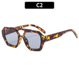 DAIIIBABYYY  -  Leopard Trendy Women Sunglasses Square Chic Decorative Beach Sun Shades for Outdoor Travelling with UV Protection
