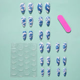 Daiiibabyyy  The Year Of The Loong Series Almond Fake Nails Wearable Manicure Full Cover Press on Nails Pointed Head 3D Long Fake Nails Girl