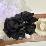 Daiiibabyyy Sweet Mesh Tulle Big Bow Hair Claw Clips for Women Girls White Black Bowknot Hair Clamp Ponytail Hairpin Headdress Accessories