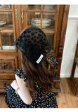Daiiibabyyy Women's Retro Decorative Headscarf French Silk Scarf Streamer Summer Matching Black Lace Triangle Scarf Hair Decor Headband
