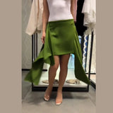 Daiiibabyyy  Summer Y2k Style Green Irregular Skirts Women Chic High Waist Ribbon Splice Mini Skirt Holiday Daily Date Party Street Wear