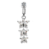 DAIIIBABYYY  -  1PC Fake Belly Button Ring Fake Belly Piercing Crown Clip On Umbilical Non Navel Fake Pircing Butterfly Cartilage Earring Clip