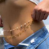 Daiiibabyyy  Sexy Double Layer Colorful Stone Chain for Women Crystal Butterfly Waist Bead Belly Chain Belly Belt Summer Beach Body Jewelry