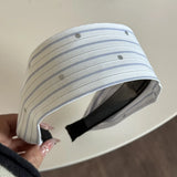 DAIIIBABYYY  -  Blue-gray plaid wide version headband sweet and fresh denim blue hairpin bag head going out daily versatile hairhoop