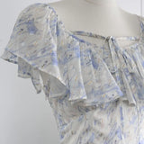 DAIIIBABYYY  -  Elegant Princess Womens Dresses Floral Print Off Shoulder Slash Neck Fairy Birthday Party Midi Dress Beach A-Line Vestidos New