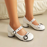 DAIIIBABYYY  -  Fashionable high heels women's Mary Jane  Shoes Buckle decoration Sweet  Single Shoes JK uniform Shoes Large size 48
