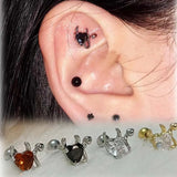 DAIIIBABYYY  -  1PC Devil CZ Stainless Steel Helix Piercing Earring Cartilage In The Ear Screw Ball Snug Flat Piercing Conch Body Piercing 16G