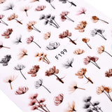 Daiiibabyyy 1pcs 3D Nails Art Stickers Colorful Flower Designs Water Transfer Decals Adhesive Sliders Nail Art Decorations Manicure Sticker