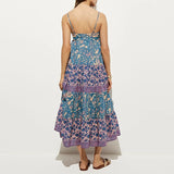 Daiiibabyyy  Fashion Hight Waist Loose Party Dress Sexy Sleeveless Floral Printed Women's Long Dresses Vintage Backless Spaghetti Strap Dress