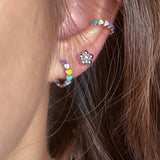 Daiiibabyyy Korean Fashion Colorful Love Heart Stud Earrings for Women Sweet Cute Girly Charm Trend Clip Earrings Aesthetics Y2k Jewelry New