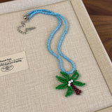 DAIIIBABYYY  -  Boho Weaving Flower Shell Personalized Coconut Tree Pendant Beaded Necklace For Girls Vacation Beach Jewelry 2025 New