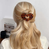 Daiiibabyyy  Korean Acetic Oval Flat Hair Clips for Women Elegant Leopard Matte Curved Round Hair Claw Clip Barrettes Hair Accessories