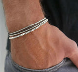 Daiiibabyyy  4 Pcs Set Retro Sliver Color Stainless Steel Chain Bracelet for Men Women Couple Simple Personality Jewelry Accessories Gifts