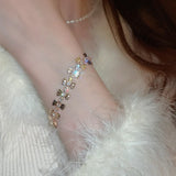 Daiiibabyyy  New Super Sparkling Water Bracelet Women Butterfly Knot Flower Chain Buckle Mouth Fashionable Style Bracelet European