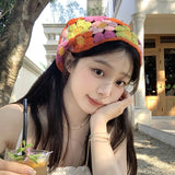 Daiiibabyyy  New Travel Photo Spring New Seaside Atmosphere Hook Flower Triangular Headscarf Women's Pastoral Style Flower Headband