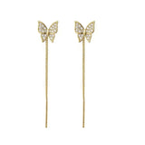 Daiiibabyyy Inlaid Zircon Butterfly Earrings Delicate Simple Golden Butterfly Earring Personalized Jewelry Women Anniversary Gift