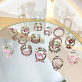 DAIIIBABYYY  -  Butterfly Heart Zircon Rings for Woman Vintage Open Ring Party Joint Ring Fashion Elegant Jewelry Gifts