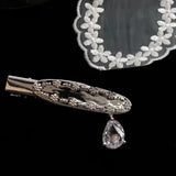 DAIIIBABYYY  -  Y2K Accessories Niche Design Metal Hairpin Korean Charm Crystal Water Drop Pendant Hairwear Jewelry Fashion Sweet Cool Hairpin