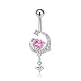 Daiiibabyyy  Y2K Jewelry Pink Crystal Bow Heart Navel Ring Kawaii Women's Accessories Cute Charm Wings Navel Rings Body Piercing