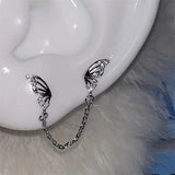 Daiiibabyyy  1Pcs Shiny Zircon Butterfly Stud Earrings For Women Stainless Steel Silver Color Hollow Ear Bone Nail Small Earrings Jewelry