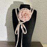 Daiiibabyyy New Goth Charm Rose Flower Long Rope Chain Choker Necklace Neck Decoration For Women Elegant Party Y2K 2000s Jewelry Accessories