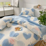 DAIIIBABYYY  -  Bedding Class A All Cotton Face Mask Dormitory Skin friendly Fresh Bed Sheet and Quilt Cover Pure Cotton Four piece Set Three