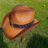 Daiiibabyyy  Summer cowboy straw hat for woman hand-woven hollow design imitation jade sapphire hat summer sun hat for man2022