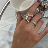 DAIIIBABYYY  -  Light Luxury Temperament Pearl Ring Female Niche Design Versatile Fashion Trend Splicing High-End Feeling Banquet Jewelry Gift