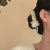Daiiibabyyy  Kaitin New Sweet Bride Rhinestone Flower Tassel Pearl Hair Clips For Women Fashion Elegant High Grade Wedding Hair Accessories