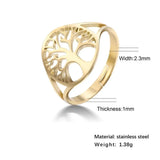 DAIIIBABYYY  -  Tree of Life Ring Stainless Steel Gold Color Adjustable Finger Rings Amuelt Jewelry Anniversary Gifts for Women