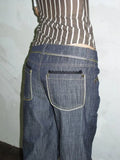 Daiiibabyyy  Blue Lace Patchwork Jeans Women Y2k Vintage Low Waist American Style Straight Denim Trousers Slim Grunge Streetwear