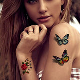 Daiiibabyyy  80 Sheets Flower Butterfly Tattoo Sticker Waterproof and Durable Temporary Tattoo