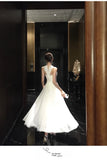 Daiiibabyyy  Autumn French Luxury Fashion Elegant Evening Gown Women Backless Tulle Pure White Strapless Long Dress Formal Occasion Clothing