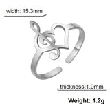 DAIIIBABYYY  -  Music Note Heart of Treble and Bass Ring Women Stainless Steel Gold Color Open Finger Rings 2024 Fashion Jewelry Gift