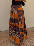 DAIIIBABYYY  -  Spring Summer Women All Match Maxi Skirts, Beach Style Fashion Simple Split Skirts, New Lace-Up Printing Patchwork Ladies Skirts
