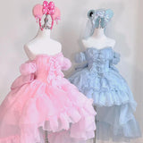 DAIIIBABYYY  -  Customized Lolita Bow Design Princess Ball Gown Dresses Sweet One Shoulder Pleated Tiered Birthday Party Vestidos Sweet Flower