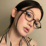 Daiiibabyyy   -  Transparent Y2k Glasses Women Retro Small Oval Computer Glasses Women's Anti Blue Light Computer Eyepieces 2024 Trendy