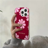 Daiiibabyyy  Crystal transparent white IND double-layer pink small flower phone case for iPhone 11 12 13 14 15 16 17 Pro Max