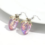Daiiibabyyy  Boho Acrylic Colorful Transparent Strawberry Dangle Earrings for Women Fashion Resin Shiny Fruit Pendant Earring Lovely Jewelry