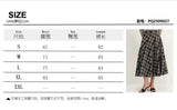 Daiiibabyyy  Women Long Skirt Plaid Midi Waist Cinched Skirts Vintage High Waist Pleated Skirt Black And White Wide Flared Skirt Women's